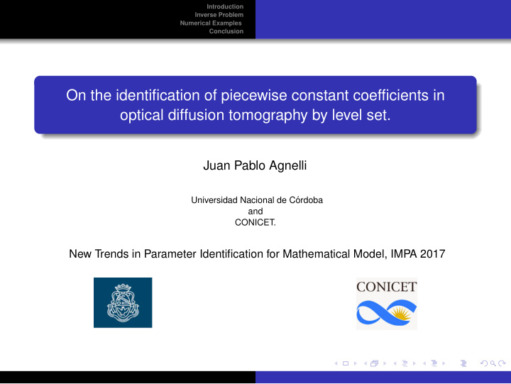 on the identification of piecewise constant coefficients