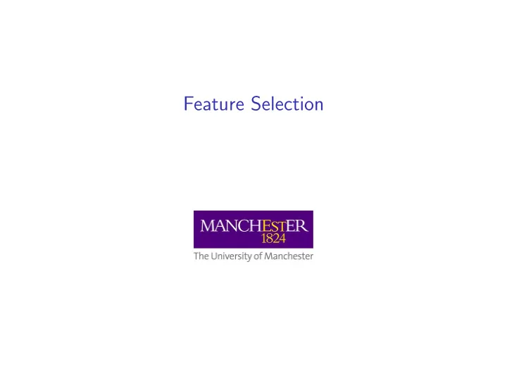 feature selection pattern recognition the early days