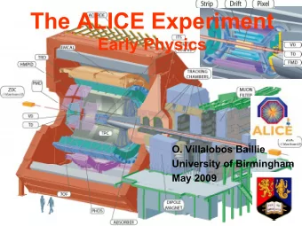 The ALICE Experiment  Early Physics  O. Villalobos Baillie  University of Birmingham  May 2009