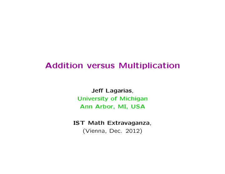 addition versus multiplication