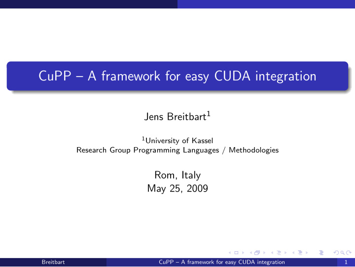 cupp a framework for easy cuda integration