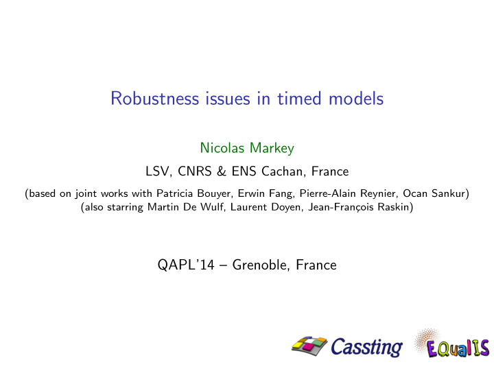 robustness issues in timed models