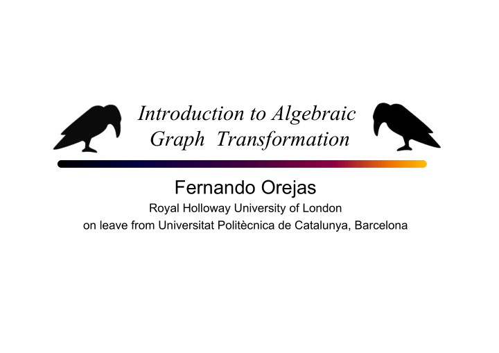 introduction to algebraic graph transformation