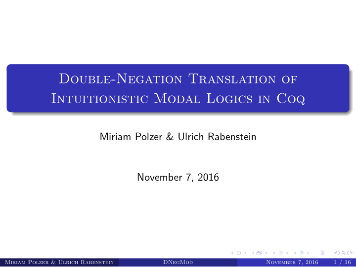 double negation translation of intuitionistic modal