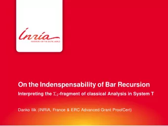On the Indenspensability of Bar Recursion Interpreting the  2 -fragment of classical Analysis in
