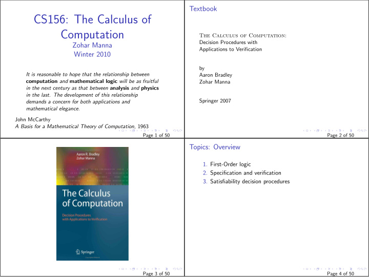 cs156 the calculus of computation