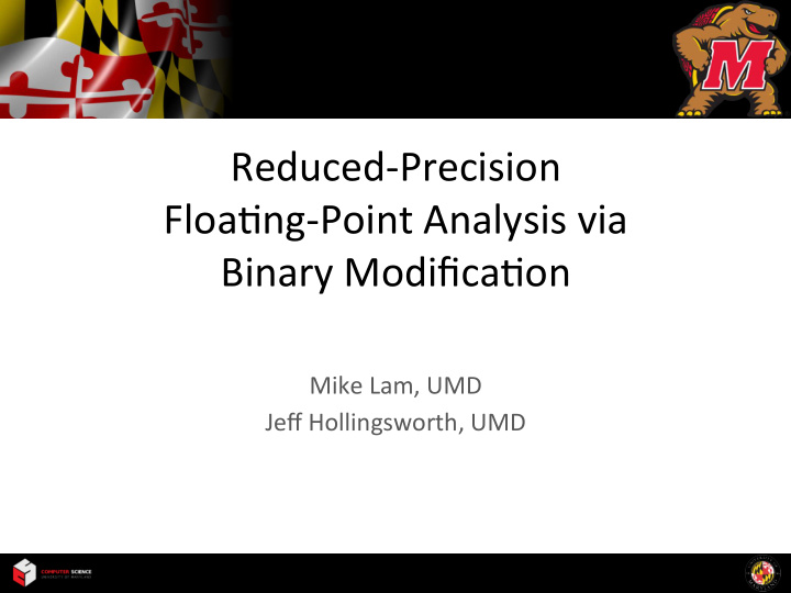 reduced precision floa1ng point analysis via binary