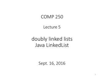 Java LinkedList  Sept. 16, 2016  1  Doubly linked lists  next    prev  element  head  Each node has