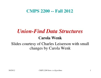 Union-Find Data Structures  Carola Wenk  Slides courtesy of Charles Leiserson with small  Slides