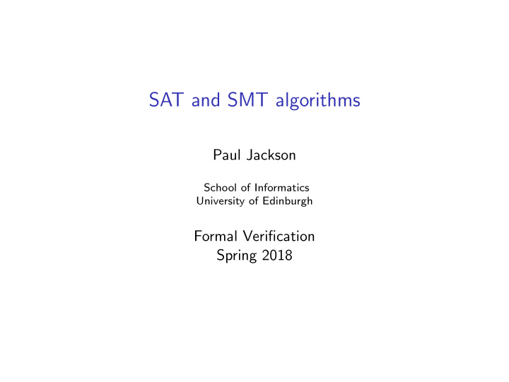 sat and smt algorithms