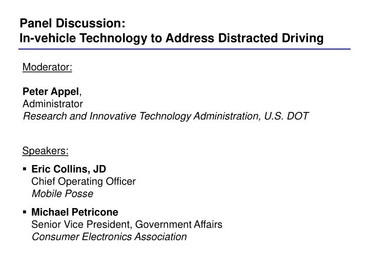 panel discussion in vehicle technology to address