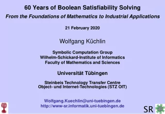 SR  http://www-sr.informatik.uni-tuebingen.de  Foreword  1986: My thesis: Equational Completion