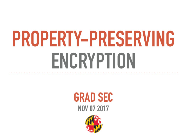 property preserving encryption