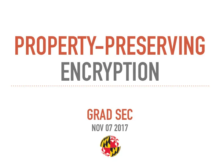 property preserving encryption