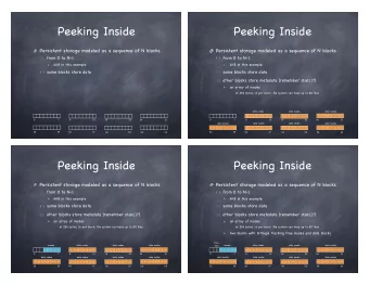 Peeking Inside  Peeking Inside Persistent storage modeled as a sequence of N blocks Persistent