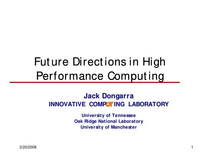 future directions in high future directions in high p