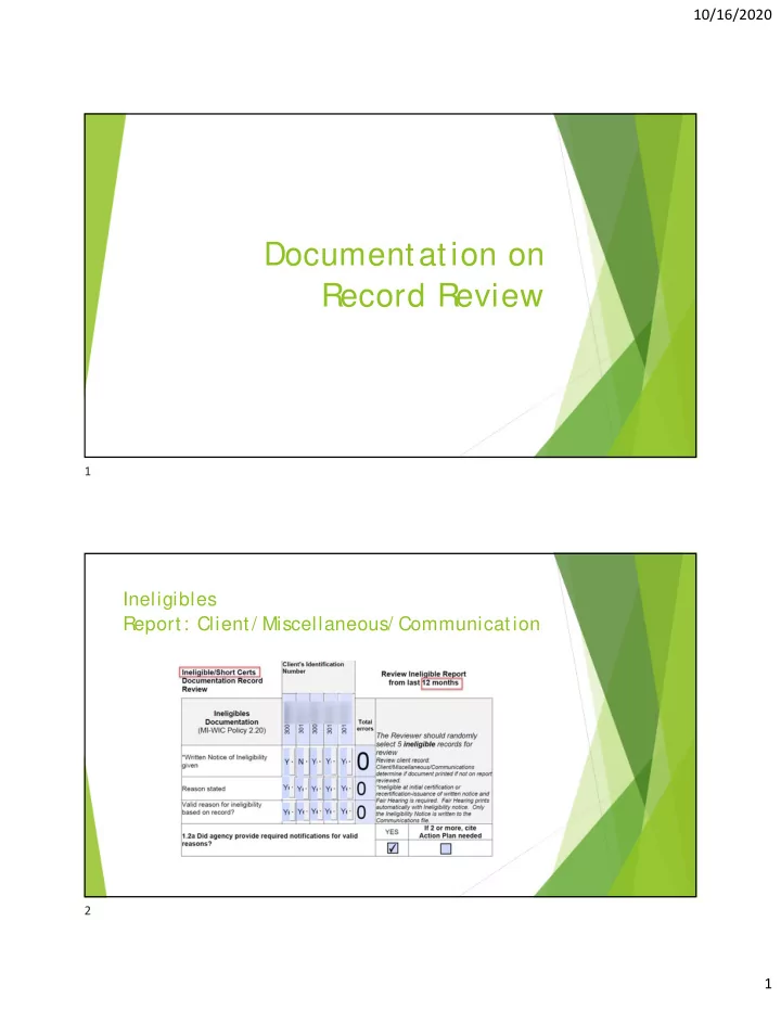 documentation on record review