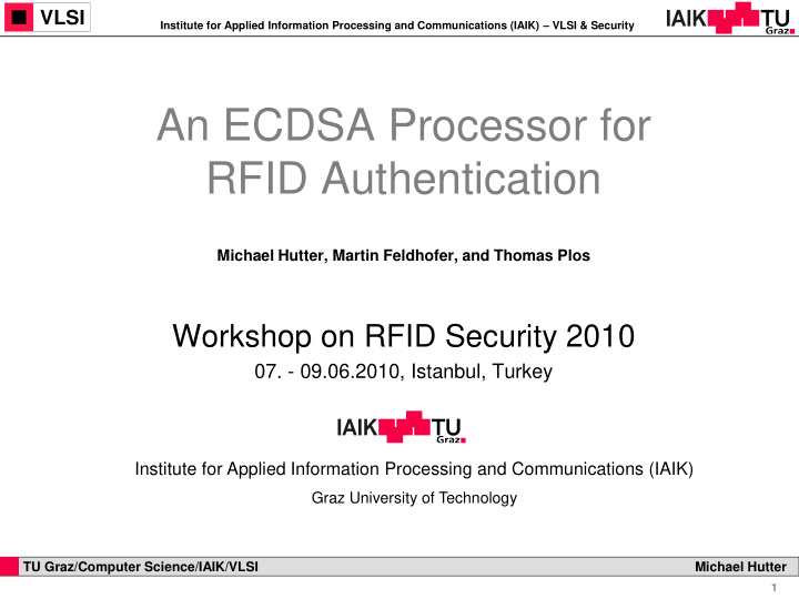 an ecdsa processor for rfid authentication
