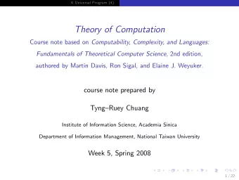 Theory of Computation Course note based on Computability, Complexity, and Languages: Fundamentals