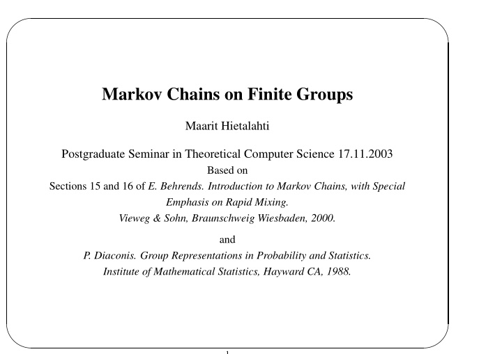 markov chains on finite groups