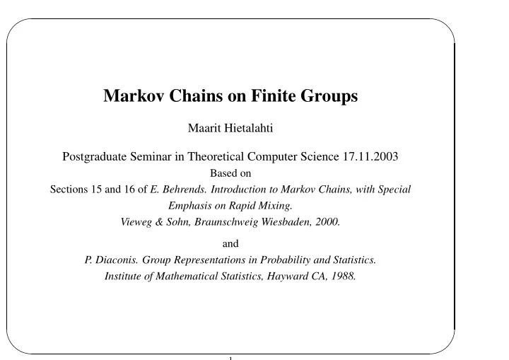 markov chains on finite groups