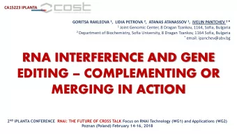 EDITING  COMPLEMENTING OR  MERGING IN ACTION 2 ND iPLANTA CONFERENCE  RNAi: THE FUTURE OF CROSS