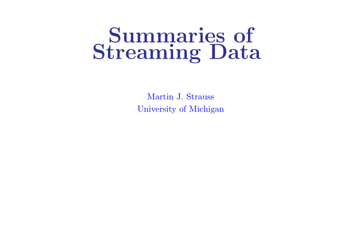 summaries of streaming data