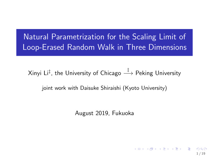 natural parametrization for the scaling limit of loop