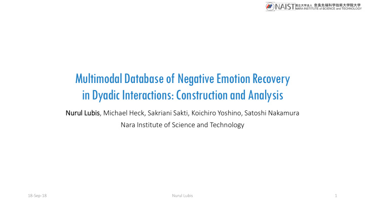 multimodal database of negative emotion recovery