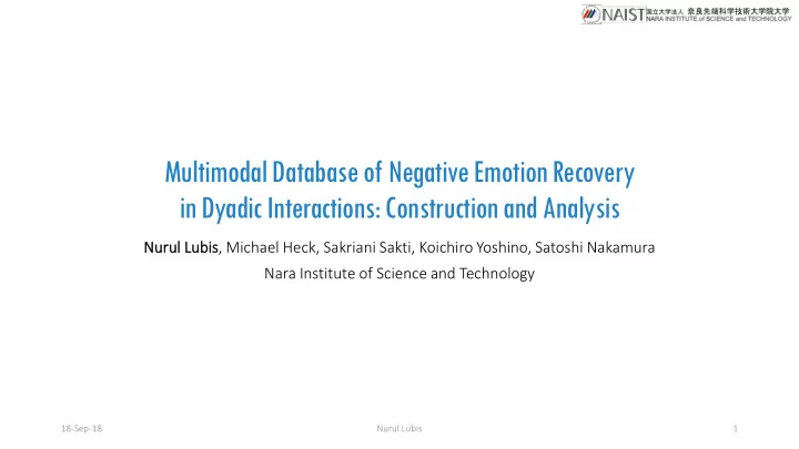 multimodal database of negative emotion recovery