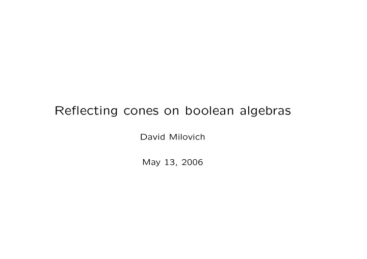 reflecting cones on boolean algebras