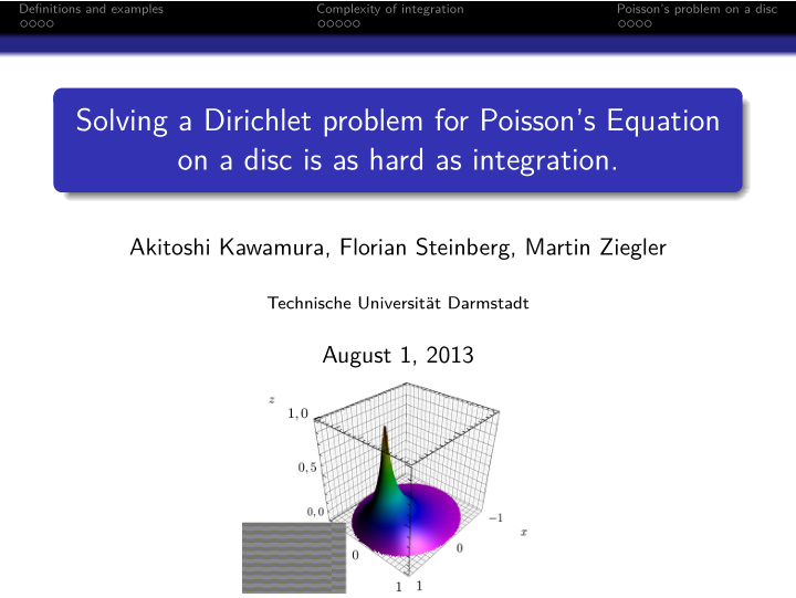 solving a dirichlet problem for poisson s equation on a