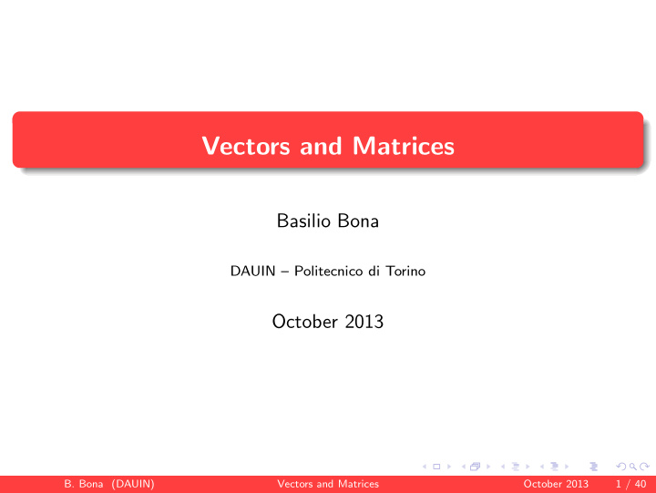 vectors and matrices