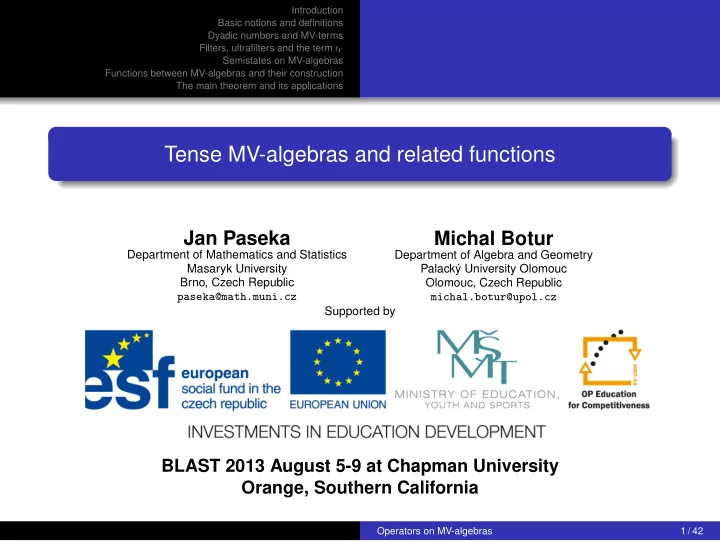 tense mv algebras and related functions