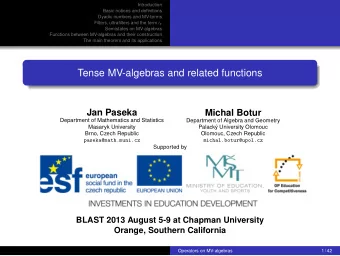 Tense MV-algebras and related functions  Jan Paseka  Michal Botur  Department of Mathematics and