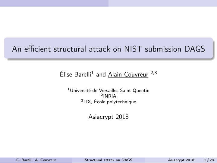 an efficient structural attack on nist submission dags