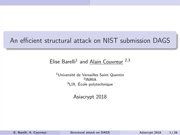 an efficient structural attack on nist submission dags