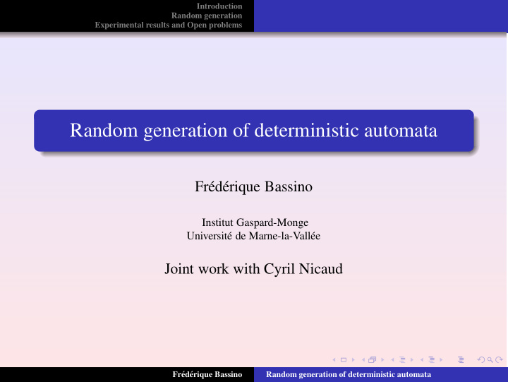 random generation of deterministic automata