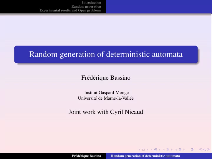 random generation of deterministic automata
