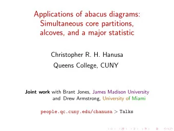 Applications of abacus diagrams:  Simultaneous core partitions,  alcoves, and a major statistic
