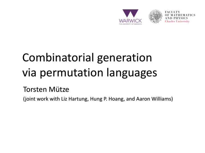 combinatorial generation via permutation languages