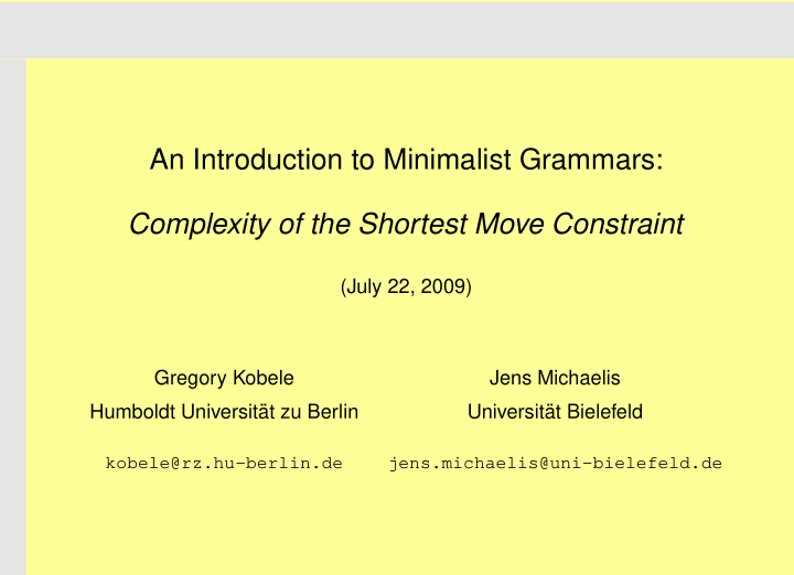 an introduction to minimalist grammars complexity of the