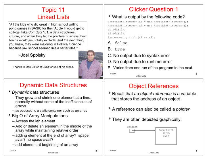 clicker question 1 topic 11 linked lists