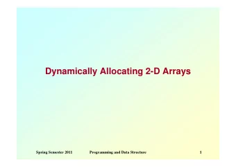 Dynamically Allocating 2-D Arrays  Spring Semester 2011  Programming and Data Structure  1  You may