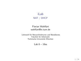 iLab  NAT / DHCP  Florian Wohlfart  wohlfart@in.tum.de  Lehrstuhl fr Netzarchitekturen und