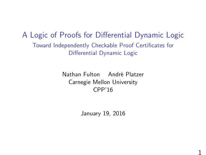 a logic of proofs for differential dynamic logic