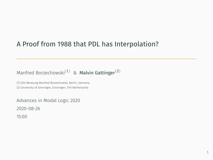 a proof from 1988 that pdl has interpolation