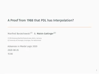 A Proof from 1988 that PDL has Interpolation?  (1) EDV-Beratung Manfred Borzechowski, Berlin,