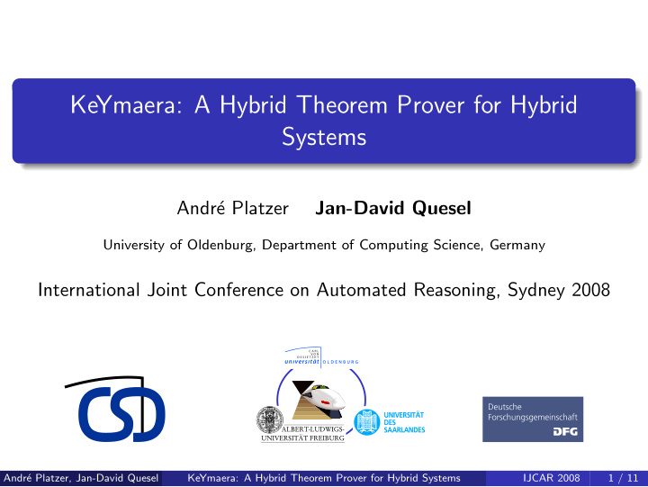 keymaera a hybrid theorem prover for hybrid systems