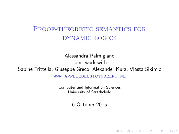 proof theoretic semantics for dynamic logics